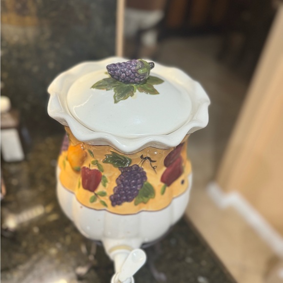 Vintage Ceramic Fruit-Decorated Beverage Dispenser - Picture 1 of 7